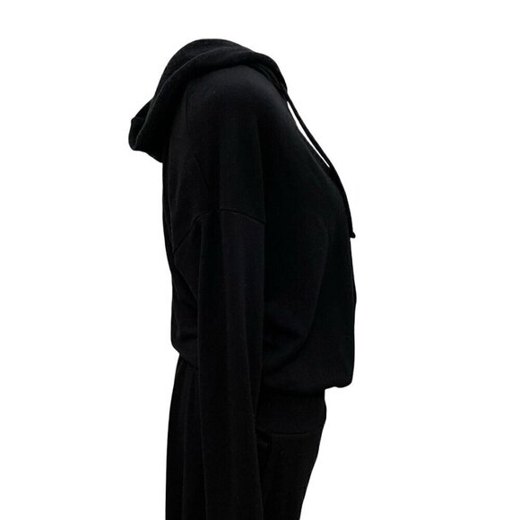 Beyond Yoga Jersey Knit Hooded Jogger Jumpsuit Playsuit Pockets Black size Large - Picture 8 of 10